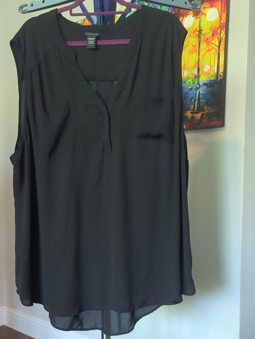 torrid Black Split-Neck Sleeveless Chiffon Camisole #1